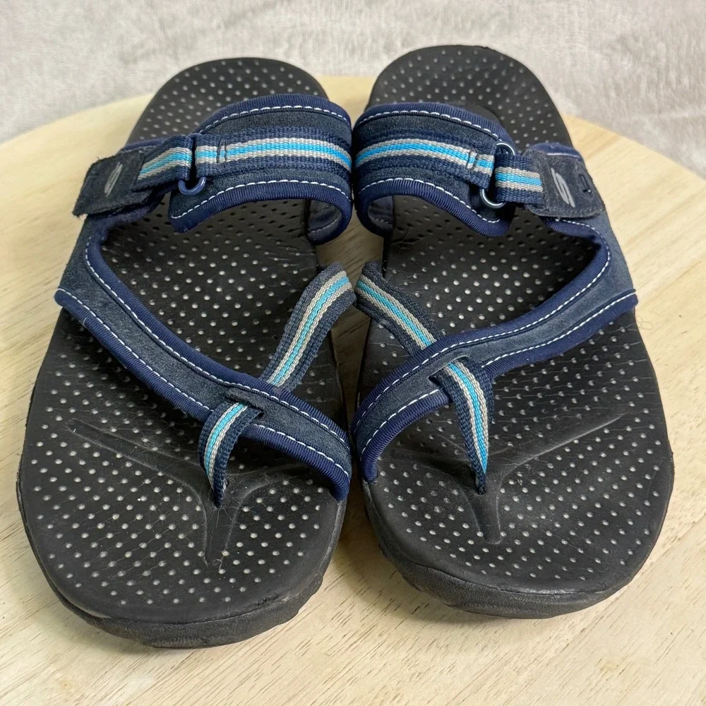 Skechers Outdoor Lifestyle Womens Navy Blue Strappy Thong Sandals Size 10